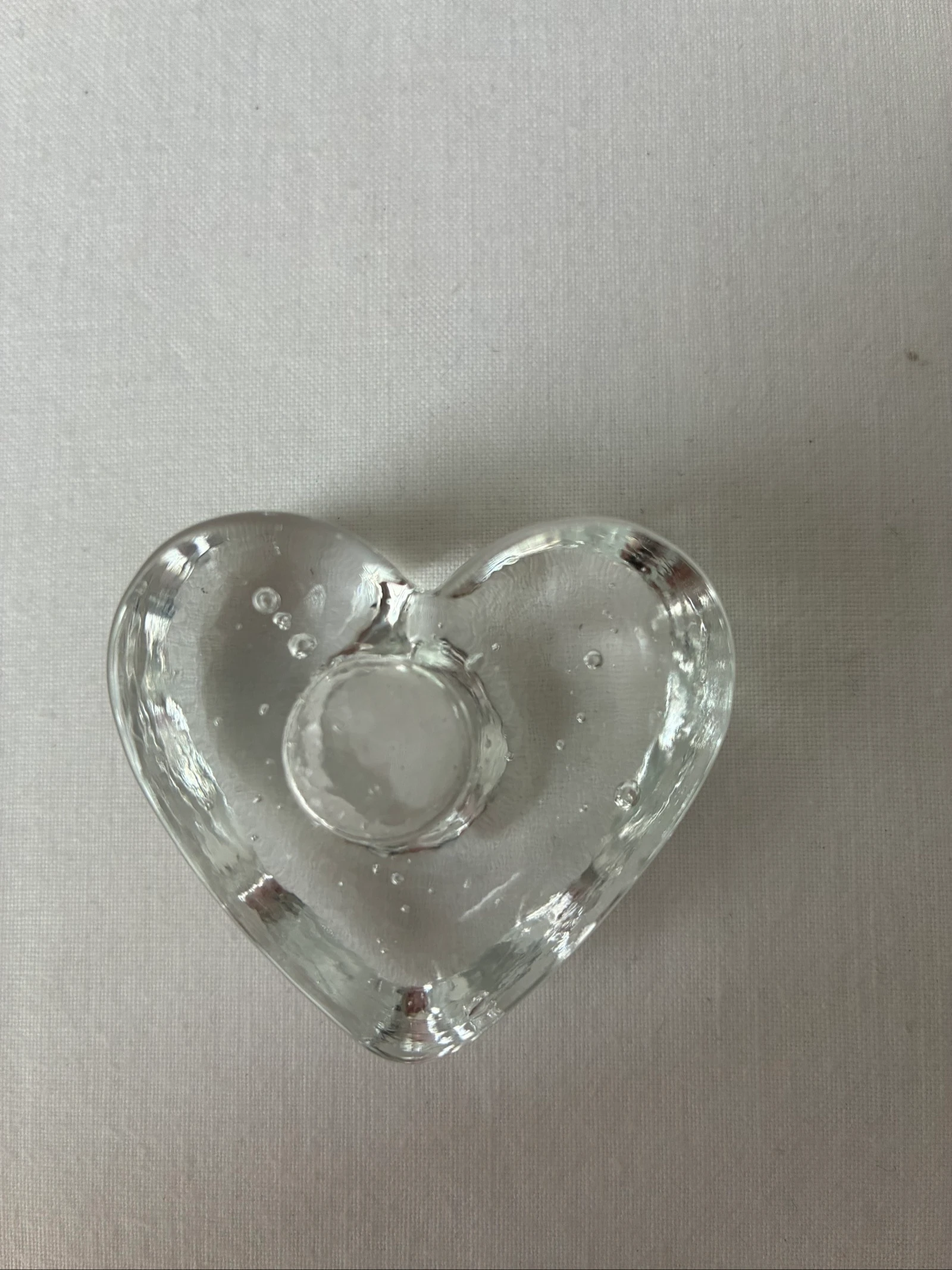 Glazen hartjes kandelaar 